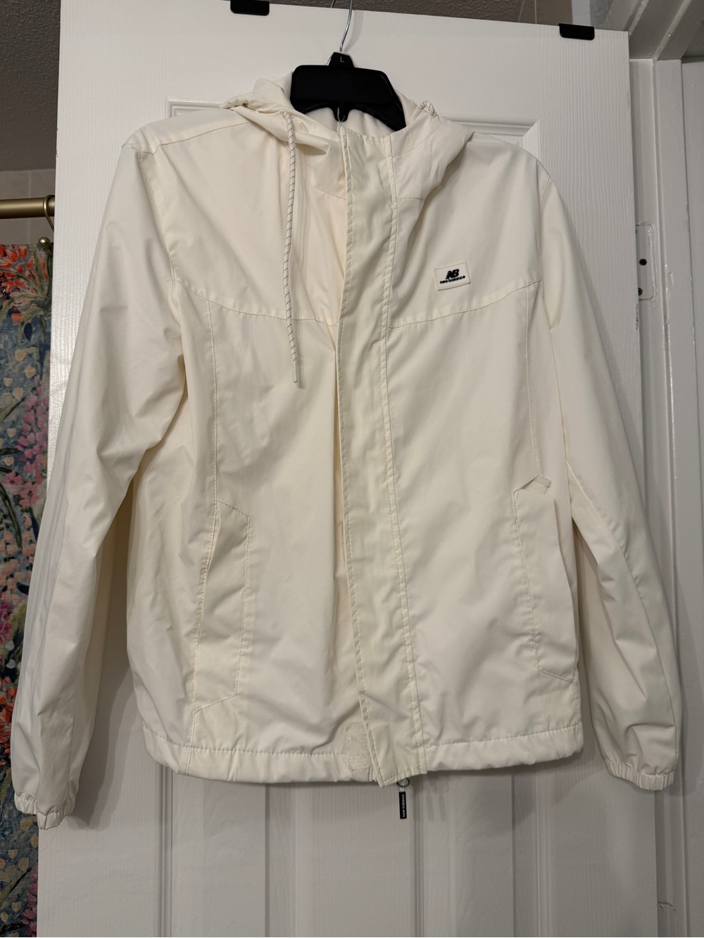 New Balance Cream Hooded Bomber Windbreaker Jacket